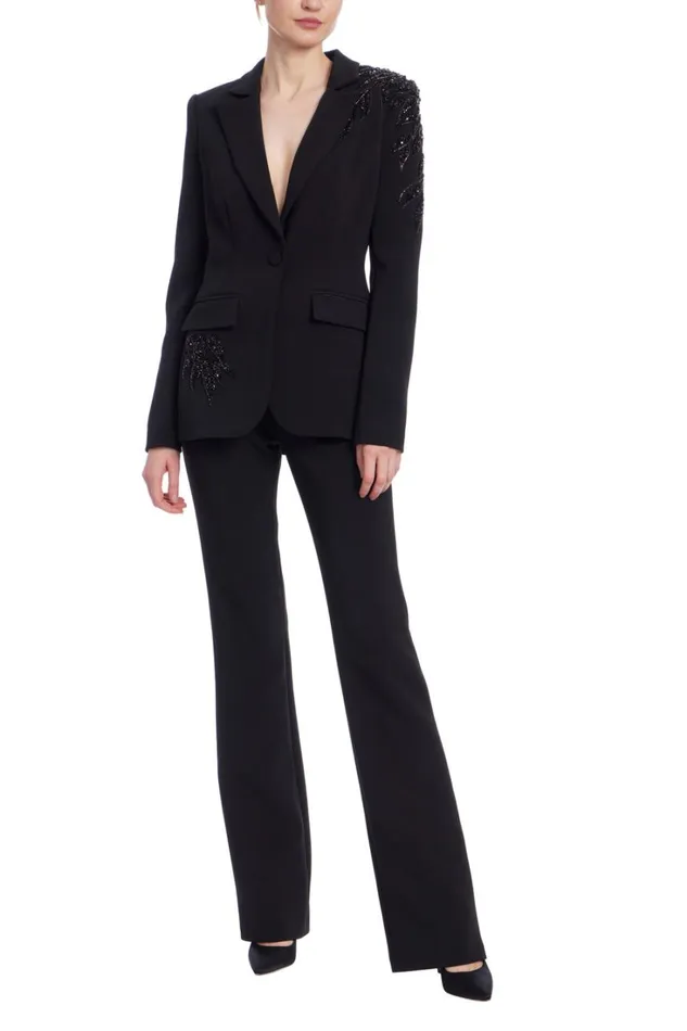 Women Suits Badgley Mischka Embroidered Single Breasted Blazer Black