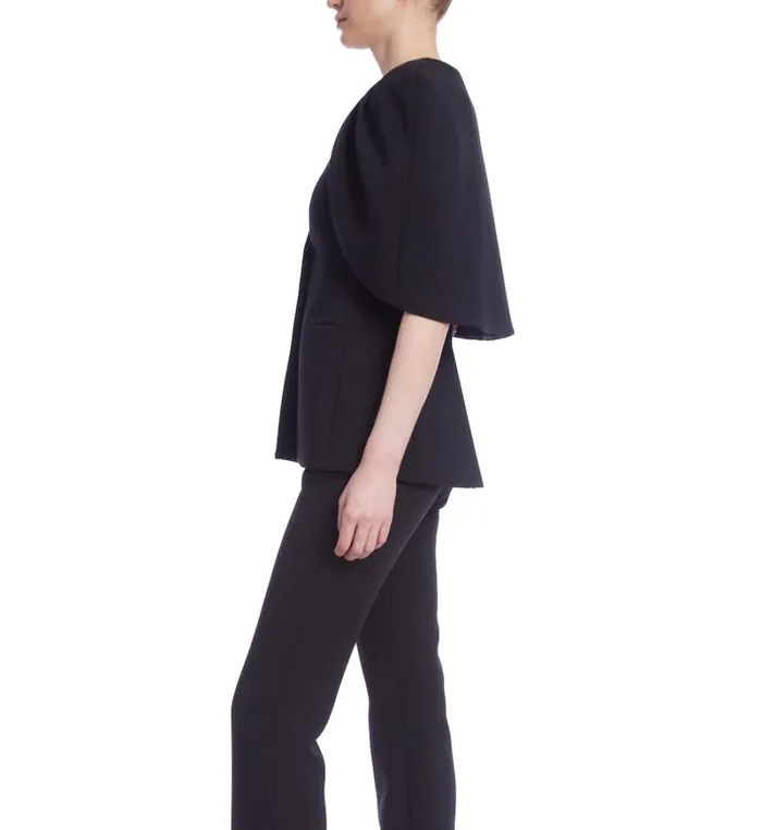 Women Suits Badgley Mischka Structured Crepe Cape Jacket Black