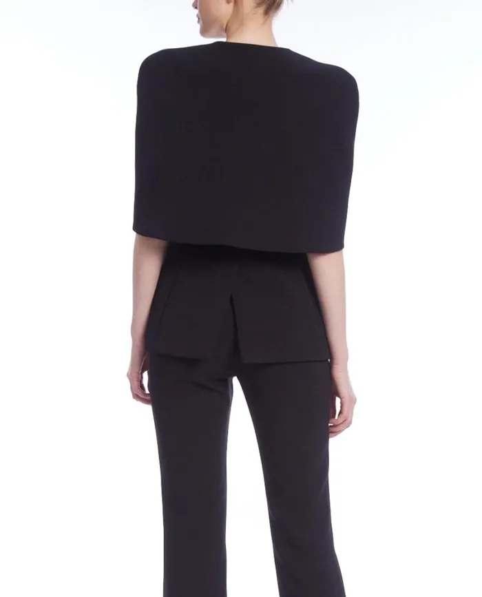 Women Suits Badgley Mischka Structured Crepe Cape Jacket Black