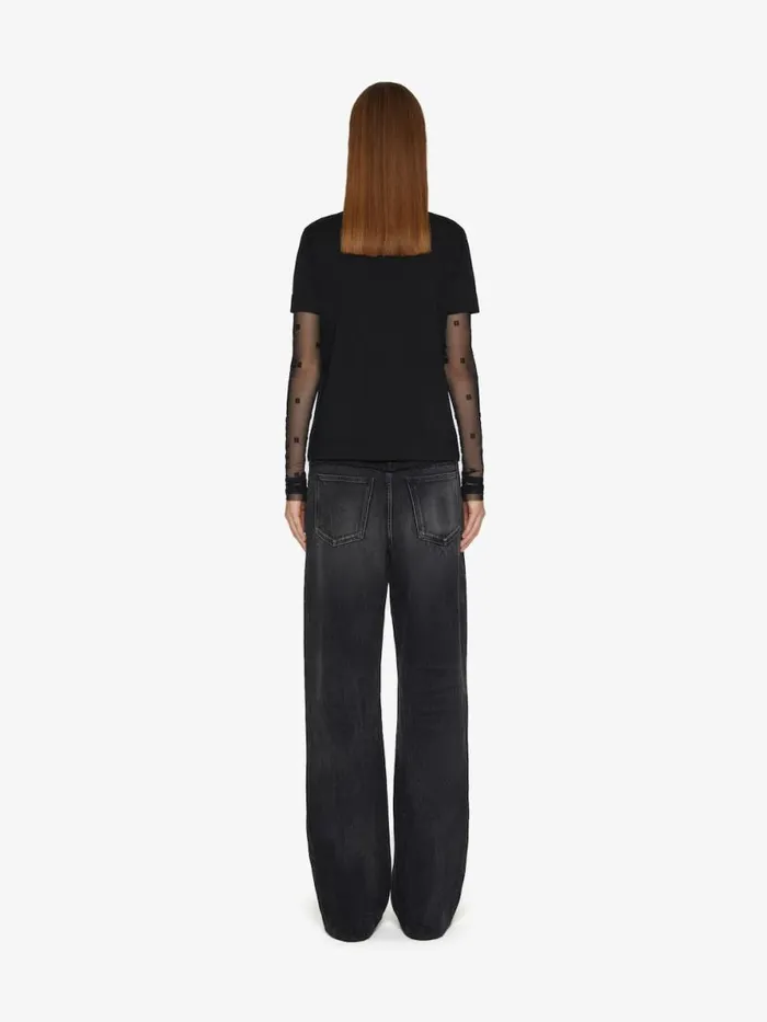 Women TShirts Givenchy Classic Fit Tshirt In Bimaterial 4G Pattern Black