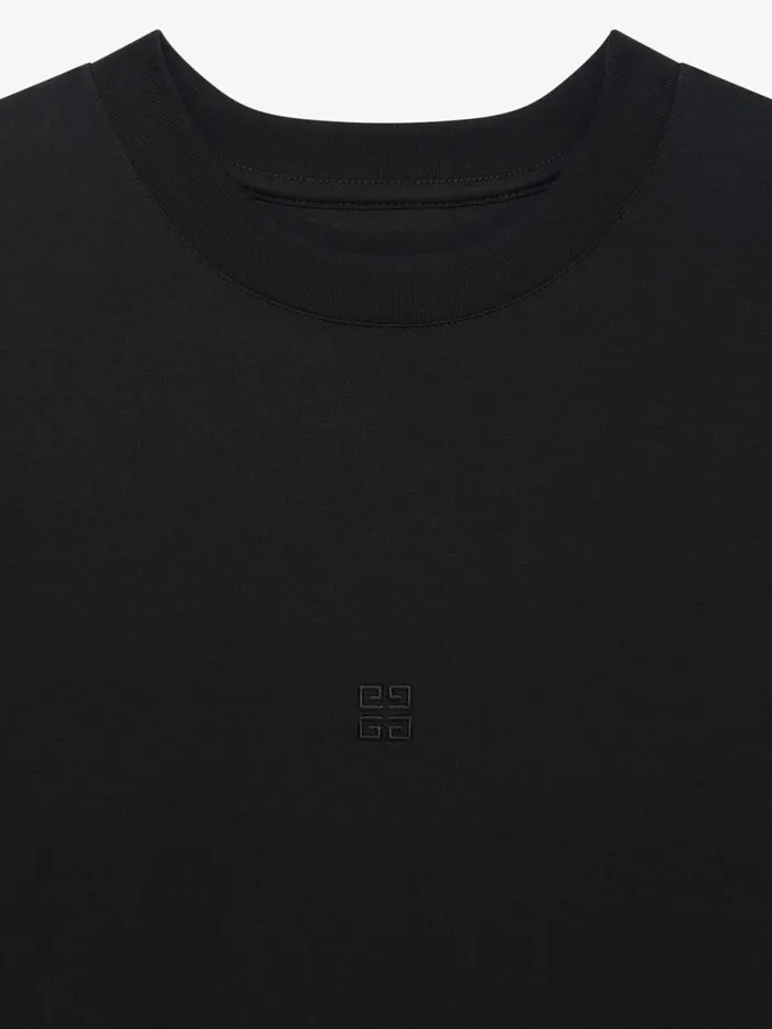 Women TShirts Givenchy Classic Fit Tshirt In Bimaterial 4G Pattern Black