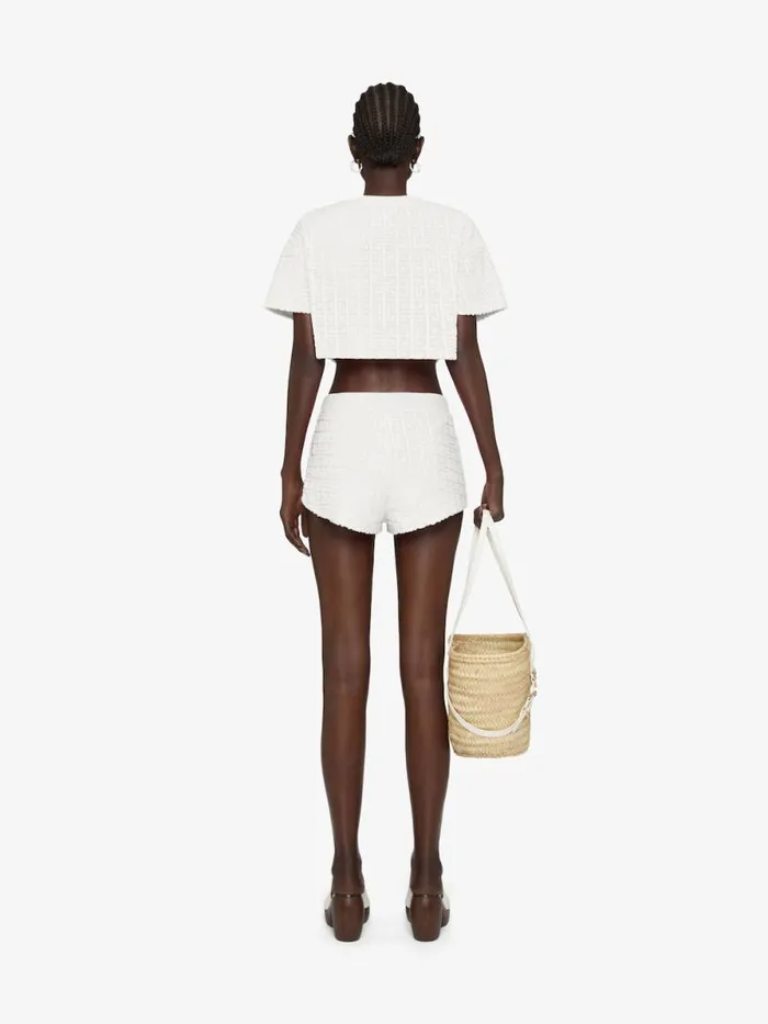 Women TShirts Givenchy Cropped Tshirt In 4G Cotton Towelling White