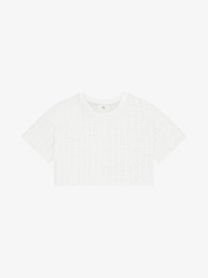Women TShirts Givenchy Cropped Tshirt In 4G Cotton Towelling White