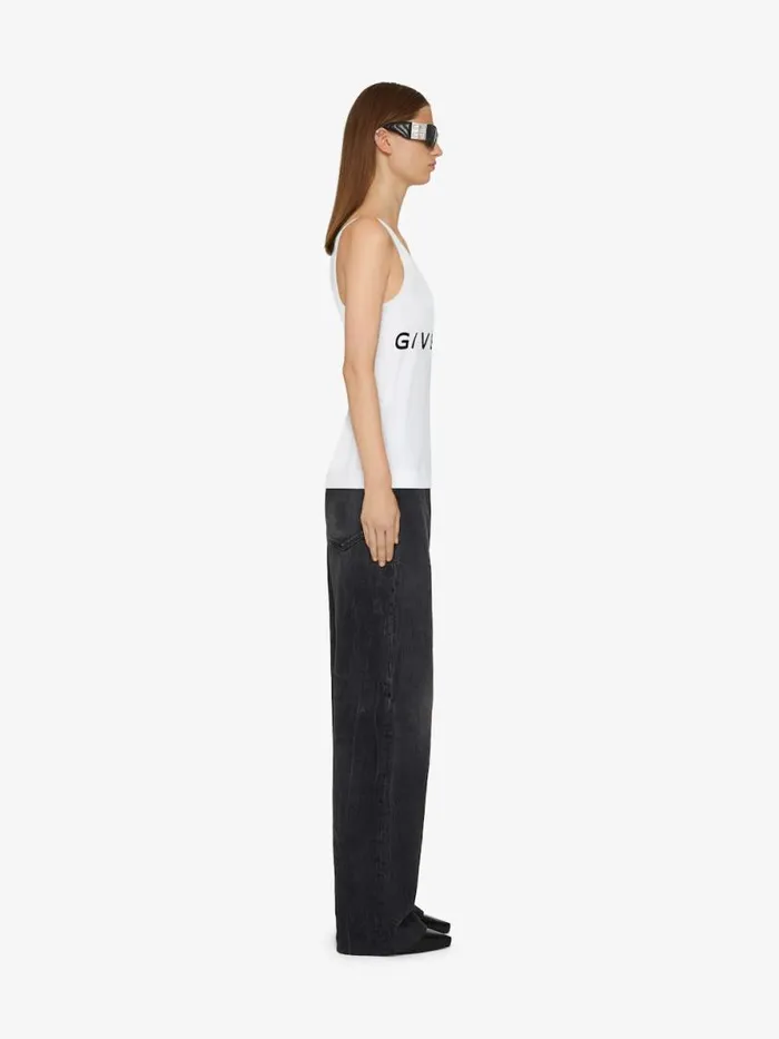 Women TShirts Givenchy GIVENCHY Archetype Slim Fit Tank Top In Cotton Whiteblack