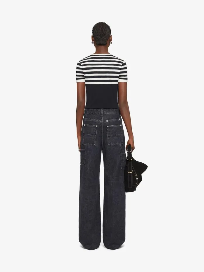 Women TShirts Givenchy Slim Fit 4G Striped Tshirt In Cotton Blackwhite