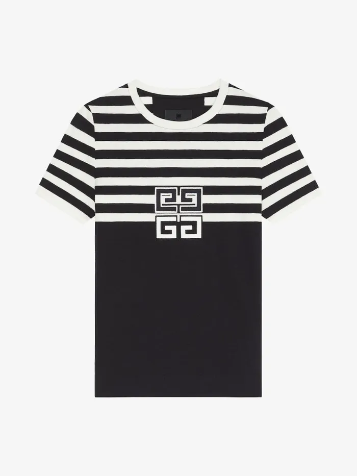 Women TShirts Givenchy Slim Fit 4G Striped Tshirt In Cotton Blackwhite
