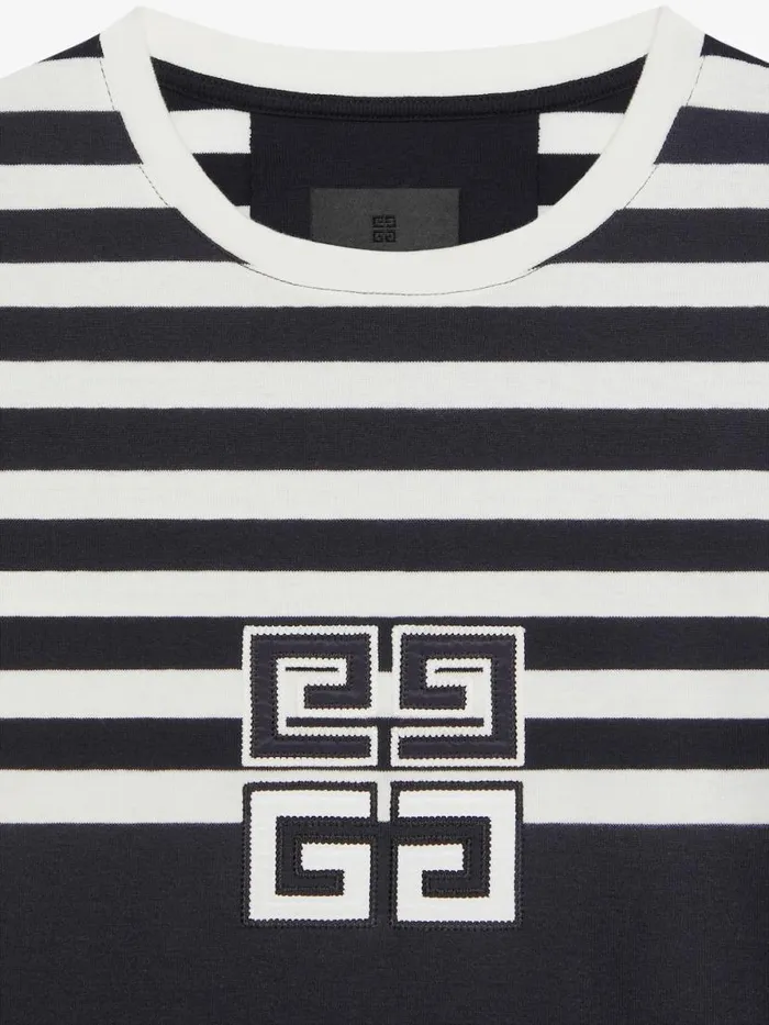 Women TShirts Givenchy Slim Fit 4G Striped Tshirt In Cotton Blackwhite
