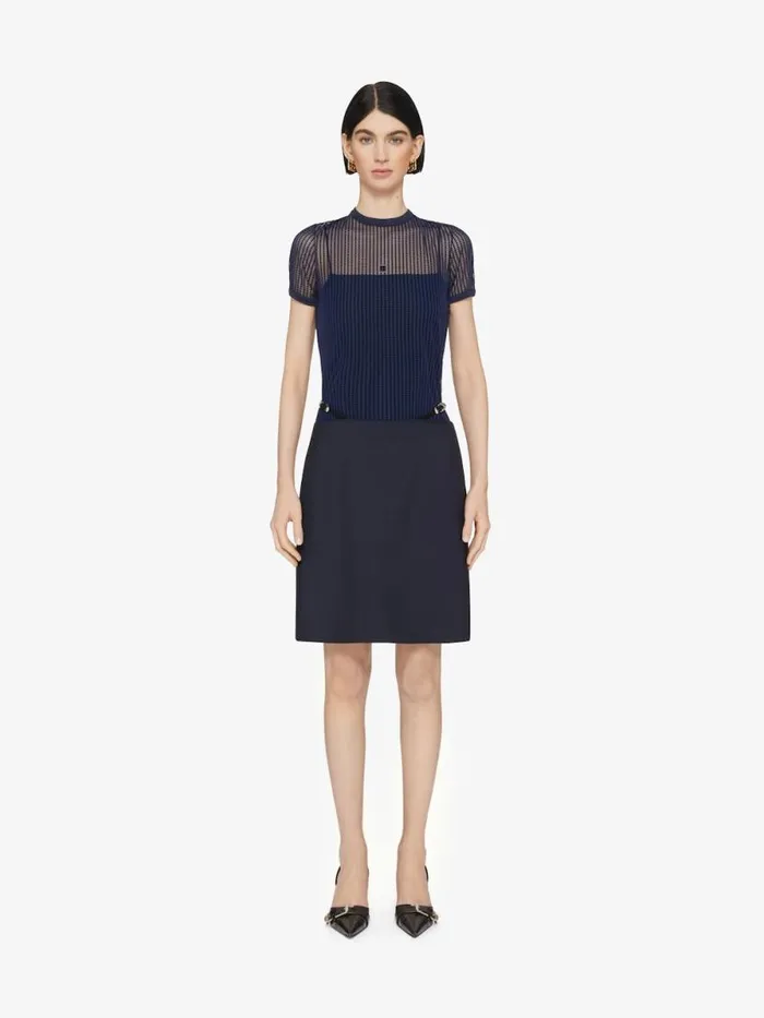 Women TShirts Givenchy Slim Fit Polka Dots Tshirt In Tulle Navy