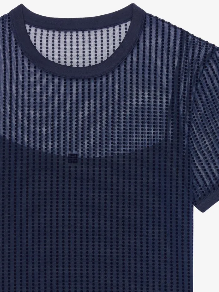 Women TShirts Givenchy Slim Fit Polka Dots Tshirt In Tulle Navy