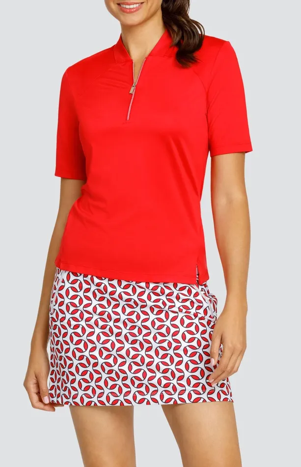 Women Tail Activewear Short Sleeve Posie Top Dahlia Red