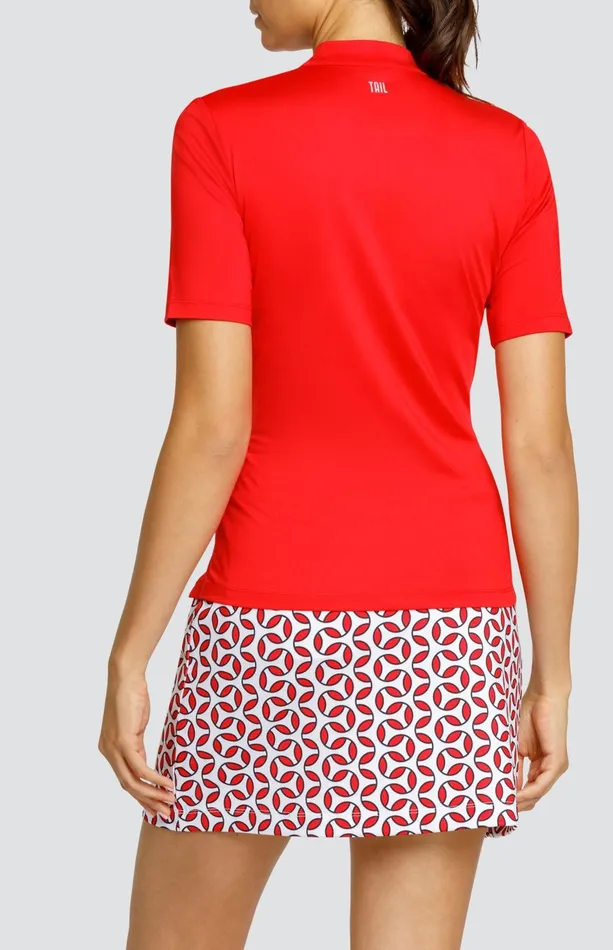 Women Tail Activewear Short Sleeve Posie Top Dahlia Red