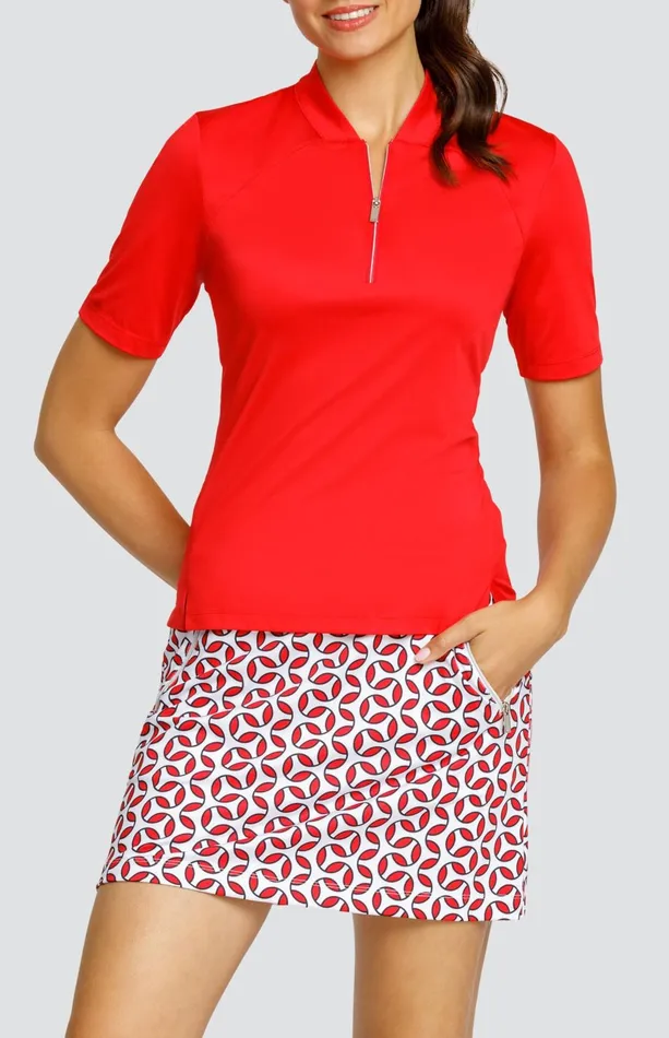 Women Tail Activewear Short Sleeve Posie Top Dahlia Red