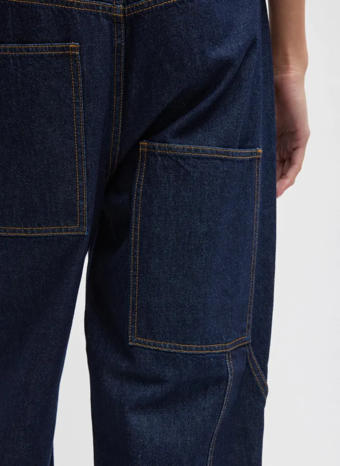 Women Tibi Denim Spring Denim Cropped Slouchy Cargo Jean