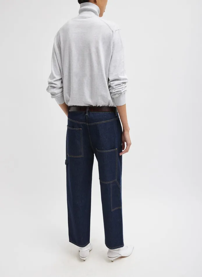 Women Tibi Denim Spring Denim Cropped Slouchy Cargo Jean