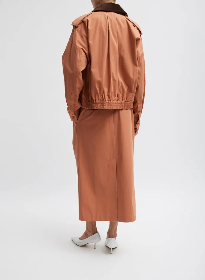 Women Tibi Jackets and Outerwear Bio Twill Bomber Jacket With Removable Corduroy Collar