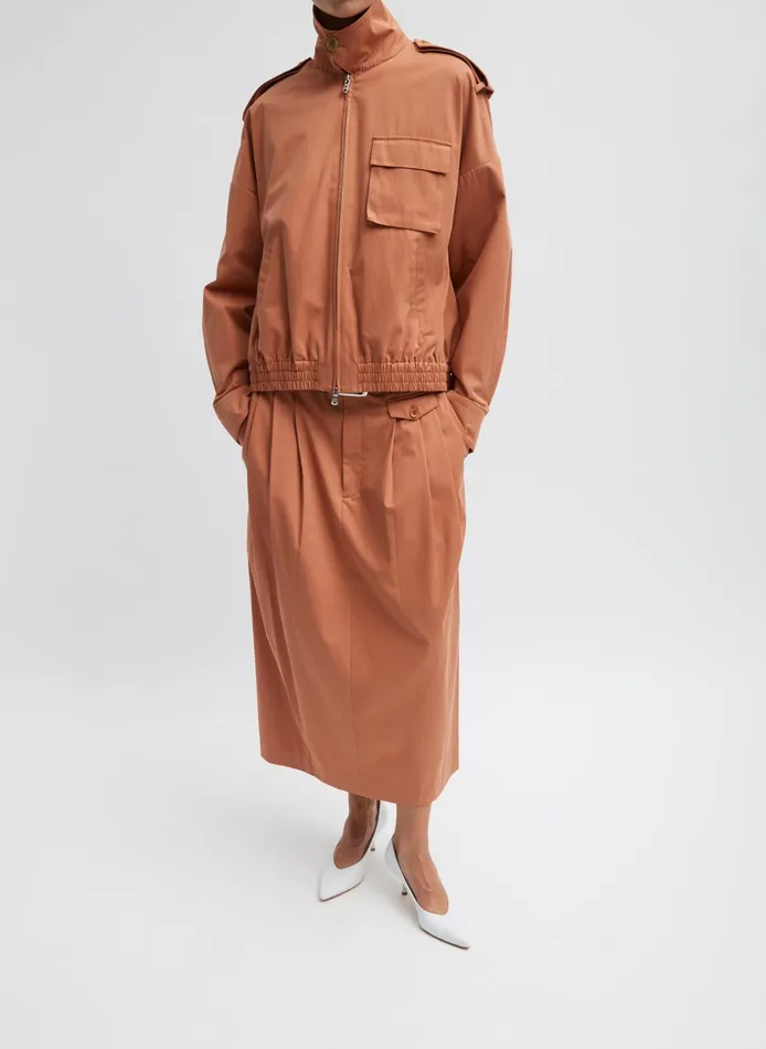Women Tibi Jackets and Outerwear Bio Twill Bomber Jacket With Removable Corduroy Collar