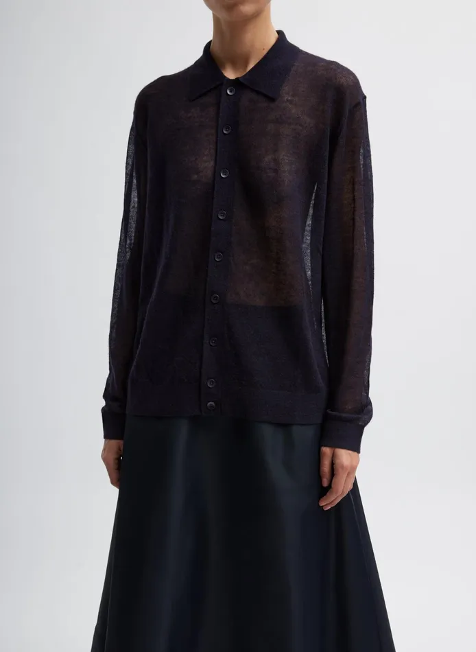 Women Tibi Knitwear and Sweatshirts Sheer Sweater Polo Button Cardigan