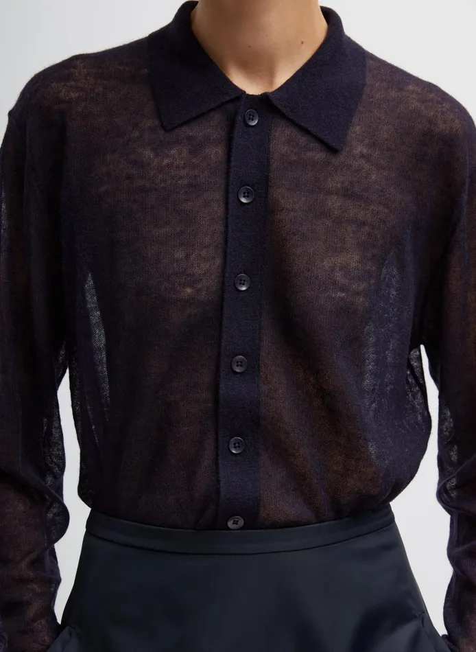 Women Tibi Knitwear and Sweatshirts Sheer Sweater Polo Button Cardigan