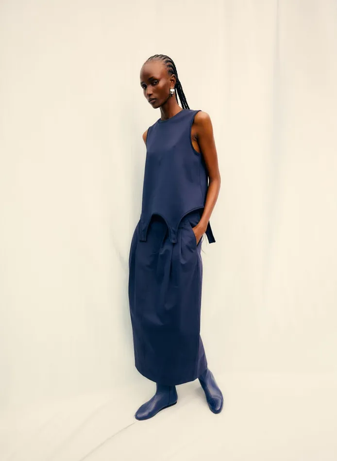 Women Tibi Skirts Bio Twill Triple Pleat Skirt