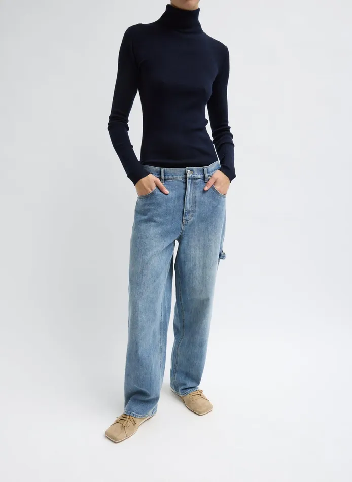Women Tibi Tops Featherweight Ribbed Sweater Turtleneck Pullover