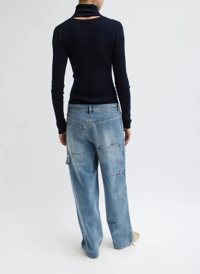 Women Tibi Tops Featherweight Ribbed Sweater Turtleneck Pullover