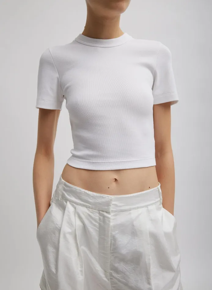 Women Tibi Tops Ribbed Cropped Baby TShirt