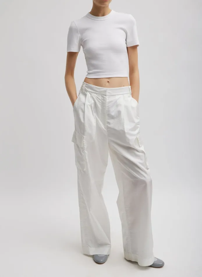 Women Tibi Tops Ribbed Cropped Baby TShirt