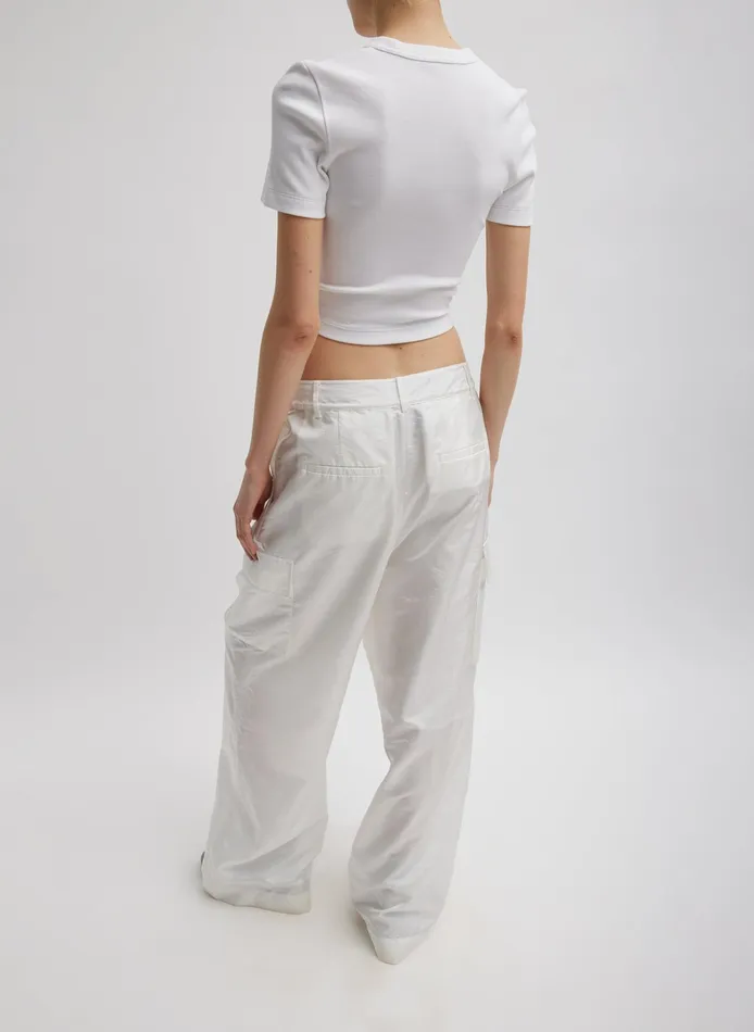 Women Tibi Tops Ribbed Cropped Baby TShirt
