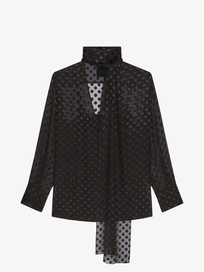 Women Tops and Shirts Givenchy Blouse In Polka Dots Dvor Satin With Lavallire Black