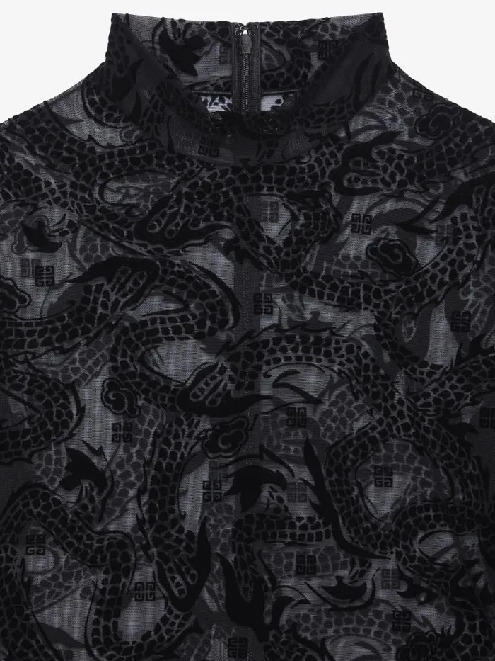 Women Tops and Shirts Givenchy Bodysuit In 4G Dragon Tulle Black Women Tops and Shirts Givenchy Bodysuit In 4G Dragon Tulle Black
