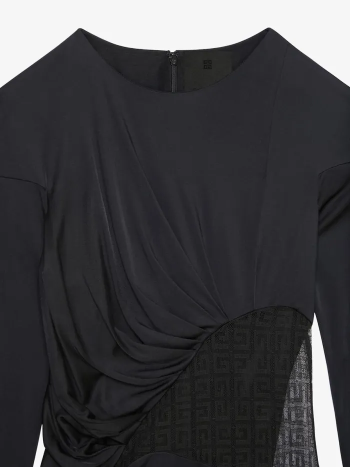 Women Tops and Shirts Givenchy Draped Top In Jersey And 4G Lace Black