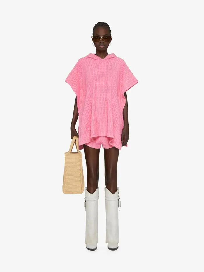 Women Tops and Shirts Givenchy Poncho In 4G Cotton Towelling Old Pink