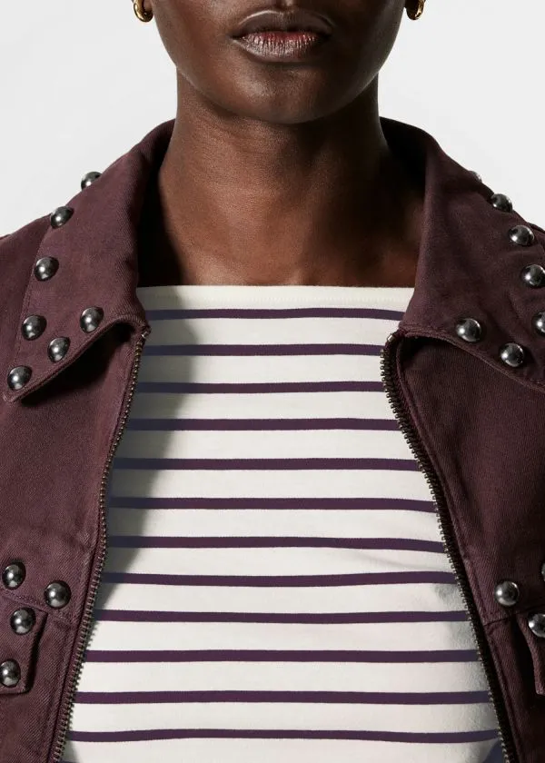 Women Tops and Tshirts and Other Stories Breton Stripe Top Purpleandwhite Stripes