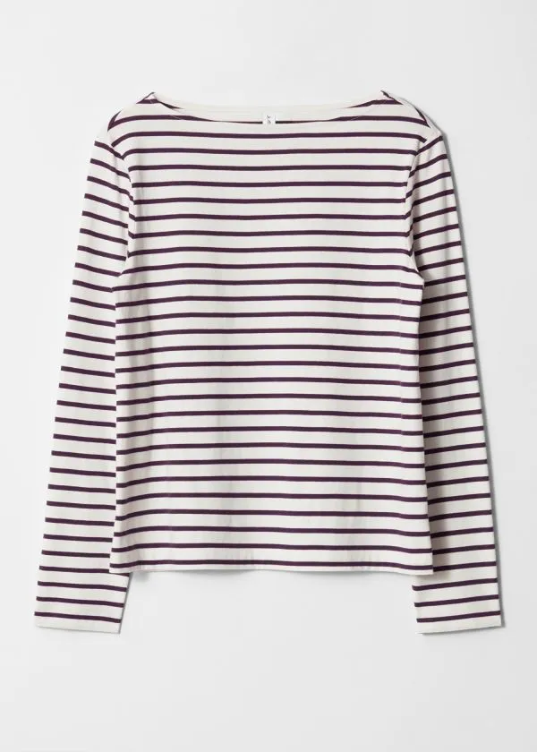 Women Tops and Tshirts and Other Stories Breton Stripe Top Purpleandwhite Stripes