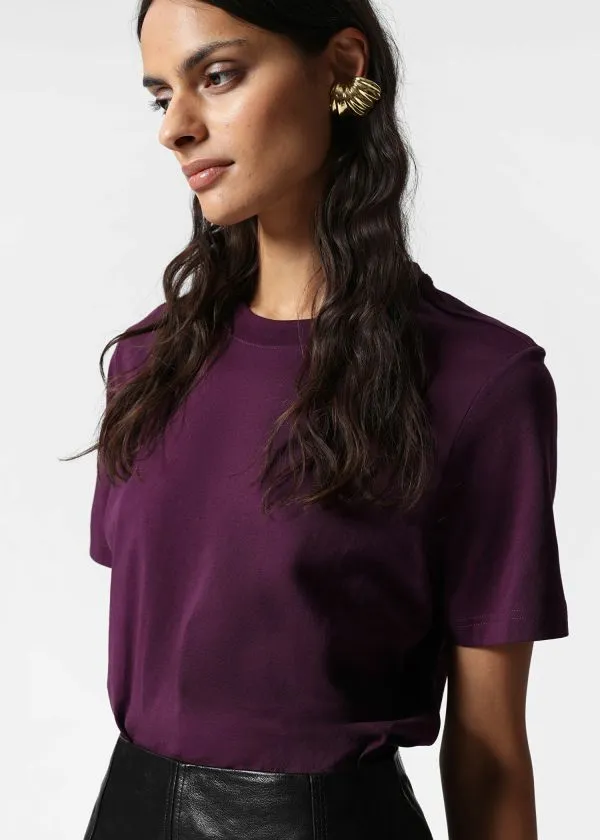 Women Tops and Tshirts and Other Stories Crewneck TShirt Purple