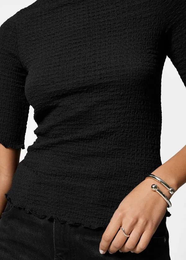 Women Tops and Tshirts and Other Stories Crinkled LettuceEdge Top Black