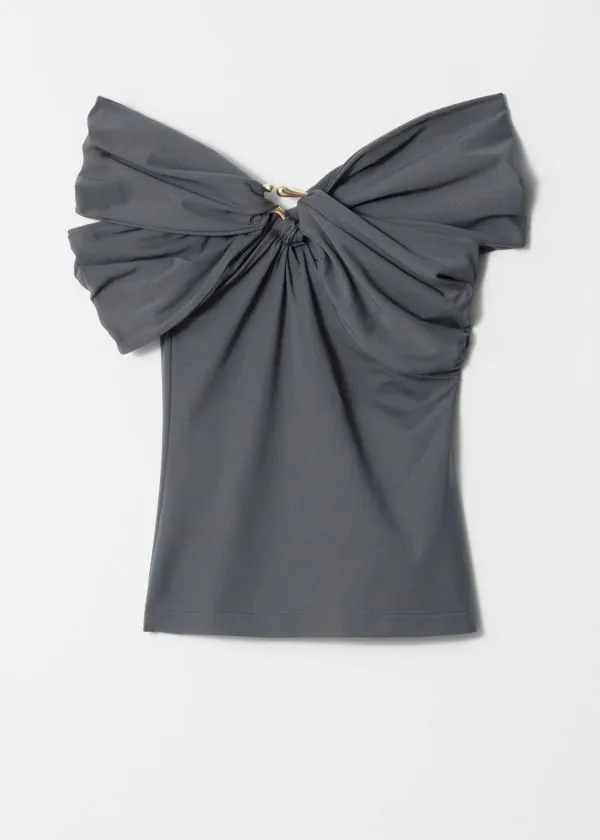 Women Tops and Tshirts and Other Stories Draped OffShoulder Top Grey