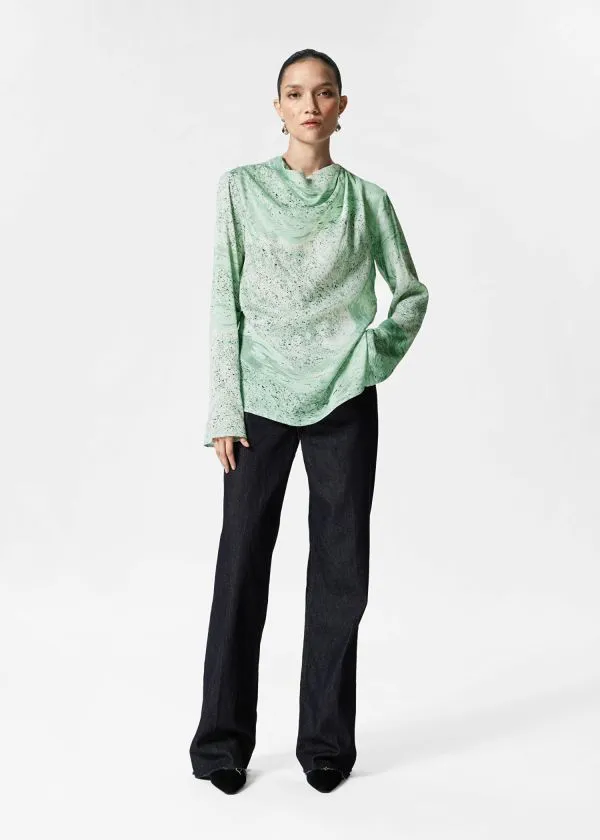 Women Tops and Tshirts and Other Stories Draped Top Green Print Women Tops and Tshirts and Other Stories Draped Top Green Print