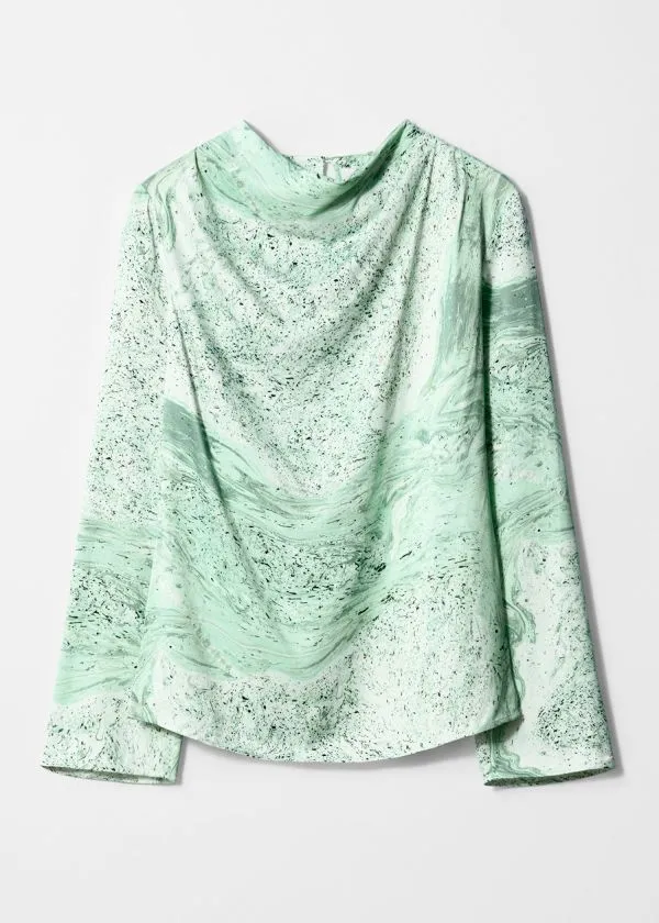 Women Tops and Tshirts and Other Stories Draped Top Green Print Women Tops and Tshirts and Other Stories Draped Top Green Print