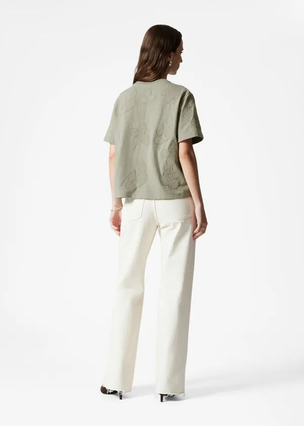 Women Tops and Tshirts and Other Stories FloralAppliqu TShirt Khaki