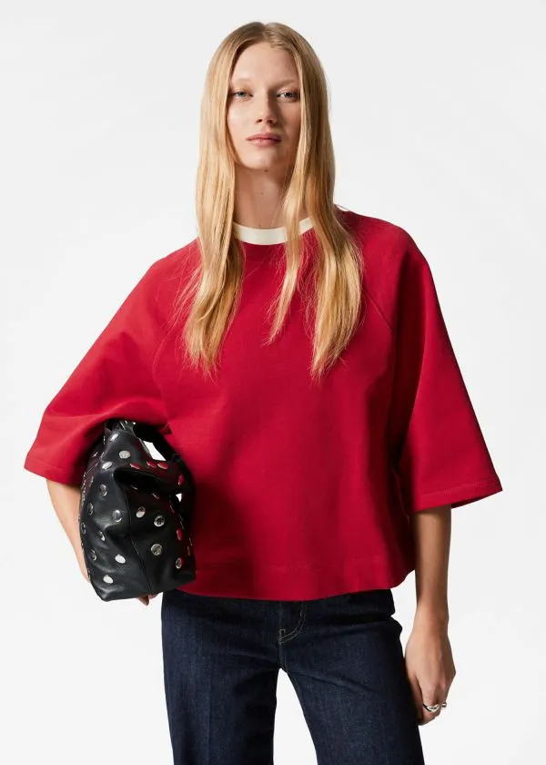 Women Tops and Tshirts and Other Stories Jersey Sweater Red
