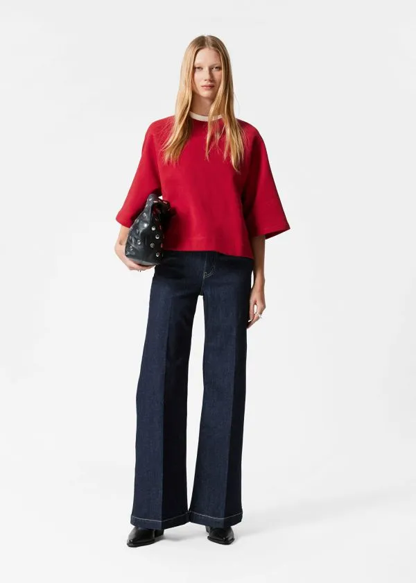 Women Tops and Tshirts and Other Stories Jersey Sweater Red