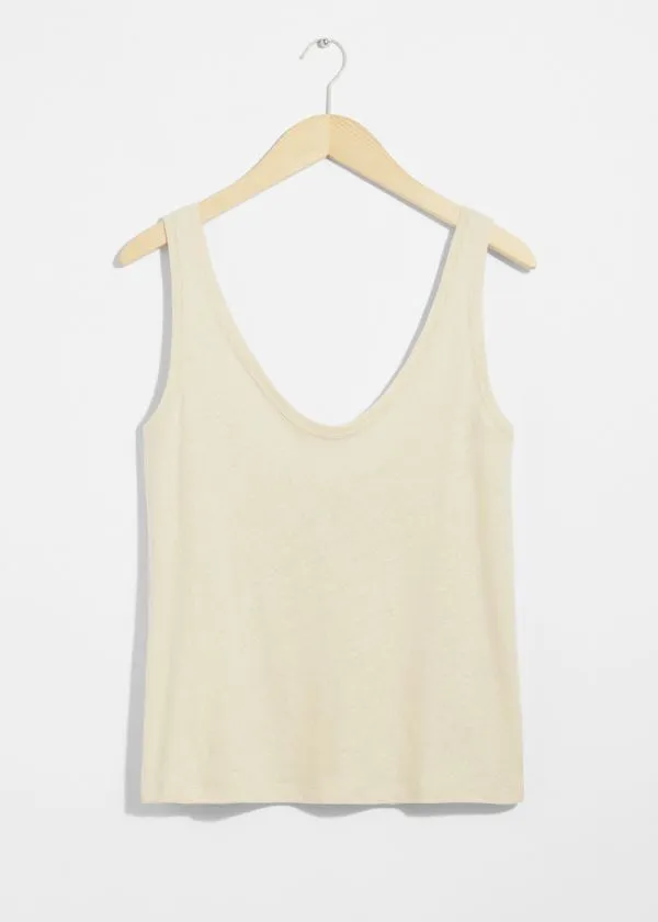 Women Tops and Tshirts and Other Stories LinenBlend Tank Top Beige