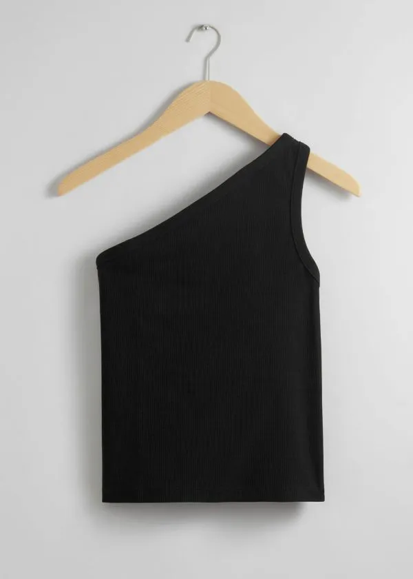 Women Tops and Tshirts and Other Stories OneShoulder Tank Top Black