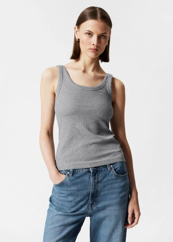 Women Tops and Tshirts and Other Stories ScoopNeck Tank Top Grey Melange