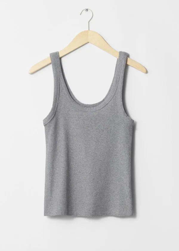 Women Tops and Tshirts and Other Stories ScoopNeck Tank Top Grey Melange