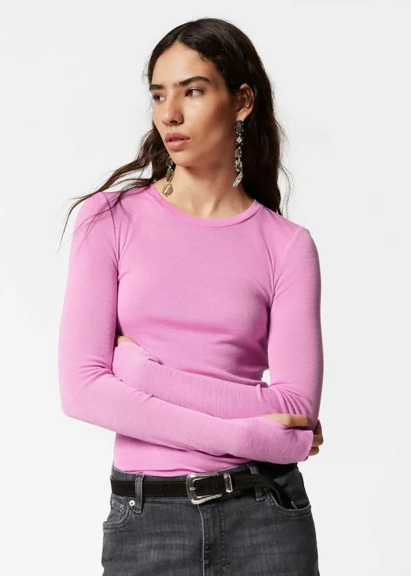 Women Tops and Tshirts and Other Stories Sheer Wool Top Pink