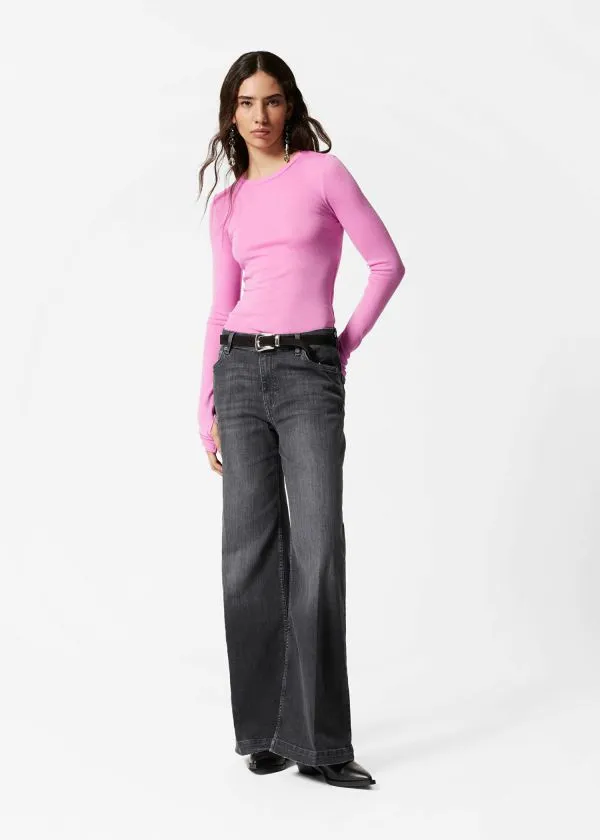 Women Tops and Tshirts and Other Stories Sheer Wool Top Pink