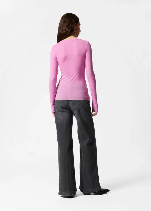 Women Tops and Tshirts and Other Stories Sheer Wool Top Pink