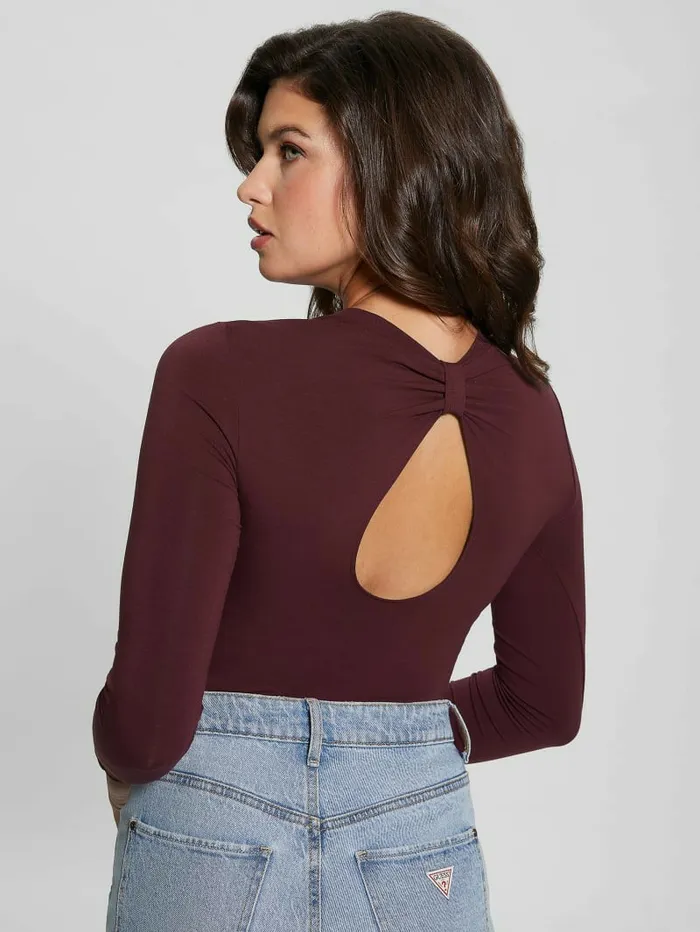 Women Tops GUESS Eco Rhinestone Triangle LongSleeve Bodysuit Mystic Wine Women Tops GUESS Eco Rhinestone Triangle LongSleeve Bodysuit Mystic Wine